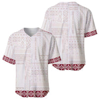 Samoa Siapo Red Trimmed Baseball Jersey Samoa White Sunday - Polynesian Pride