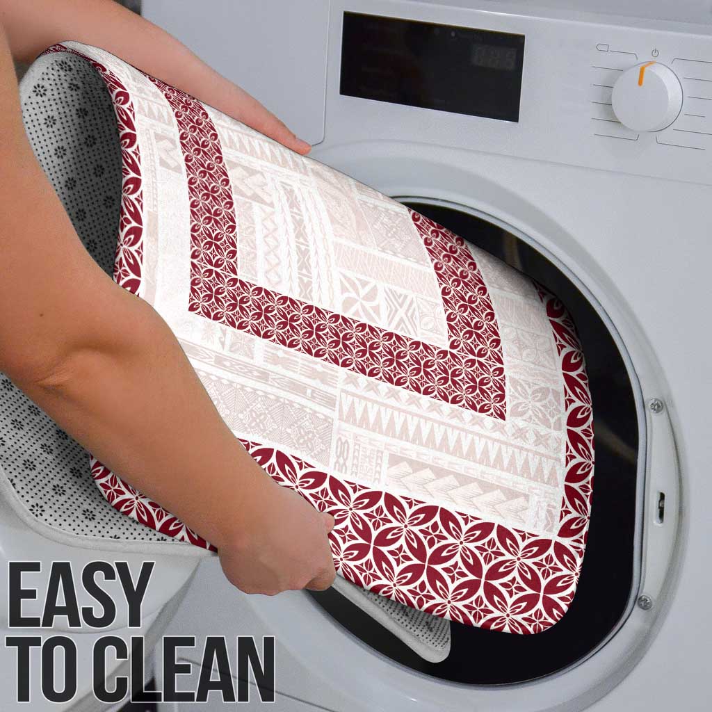 Samoa Siapo Red Trimmed Bathroom Set Samoa White Sunday - Polynesian Pride