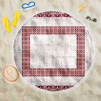 Samoa Siapo Red Trimmed Beach Blanket Samoa White Sunday - Polynesian Pride