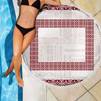 Samoa Siapo Red Trimmed Beach Blanket Samoa White Sunday - Polynesian Pride