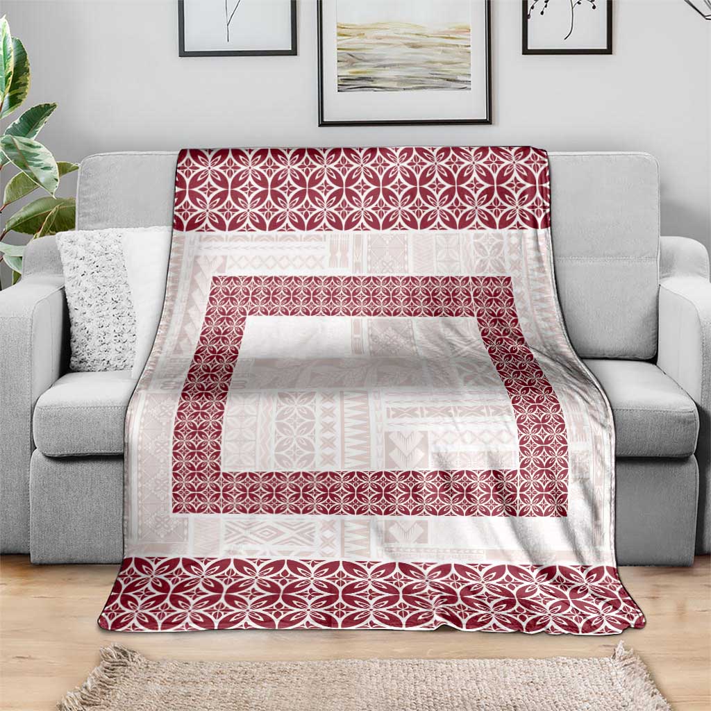 Samoa Siapo Red Trimmed Blanket Samoa White Sunday - Polynesian Pride