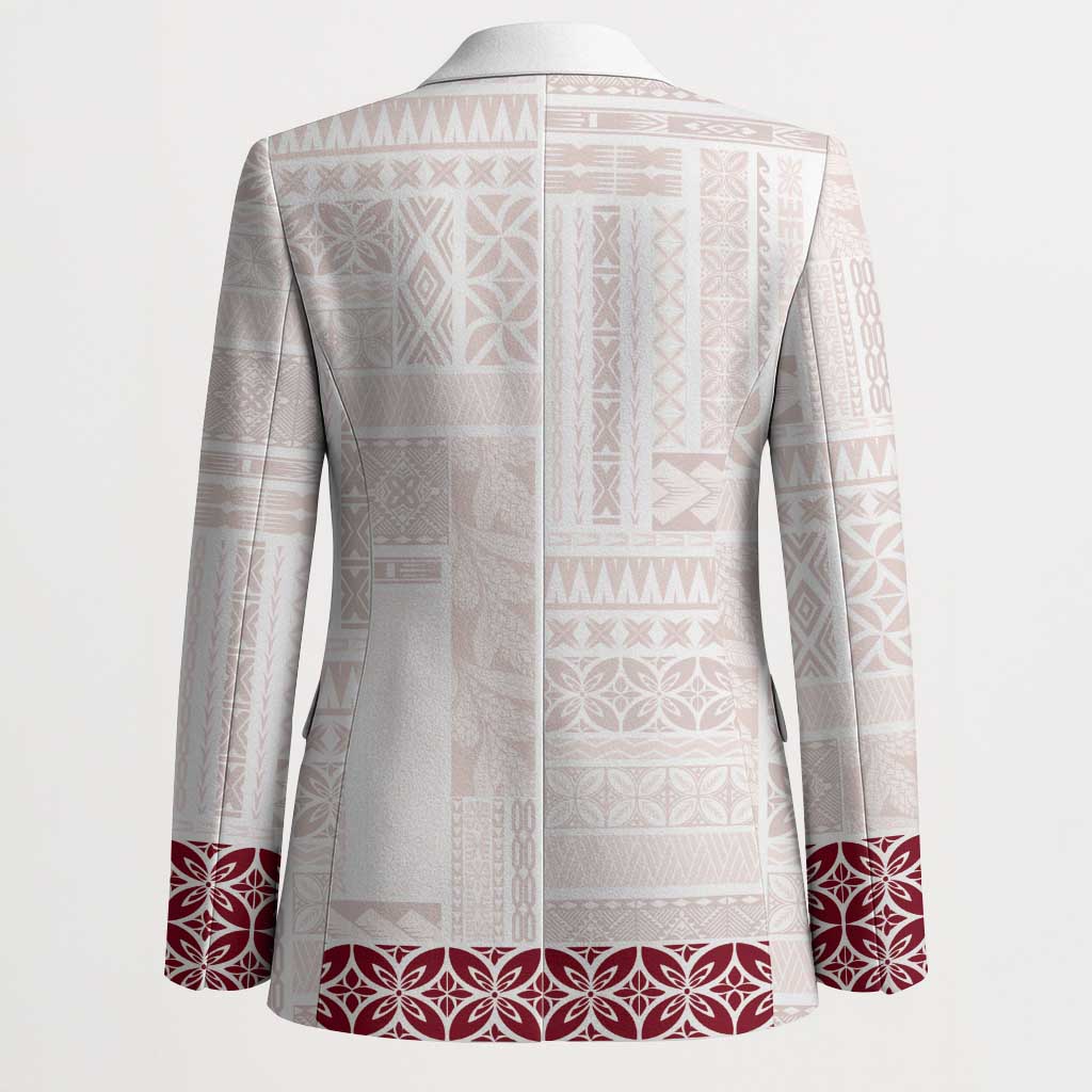Samoa Siapo Red Trimmed Blazer Samoa White Sunday - Polynesian Pride