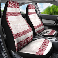 Samoa Siapo Red Trimmed Car Seat Cover Samoa White Sunday - Polynesian Pride