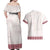 Samoa Siapo Red Trimmed Couples Matching Off Shoulder Maxi Dress and Hawaiian Shirt Samoa White Sunday - Polynesian Pride