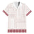 Samoa Siapo Red Trimmed Family Matching Off Shoulder Maxi Dress and Hawaiian Shirt Samoa White Sunday - Polynesian Pride