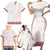 Samoa Siapo Red Trimmed Family Matching Short Sleeve Bodycon Dress and Hawaiian Shirt Samoa White Sunday - Polynesian Pride