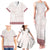 Samoa Siapo Red Trimmed Family Matching Tank Maxi Dress and Hawaiian Shirt Samoa White Sunday - Polynesian Pride