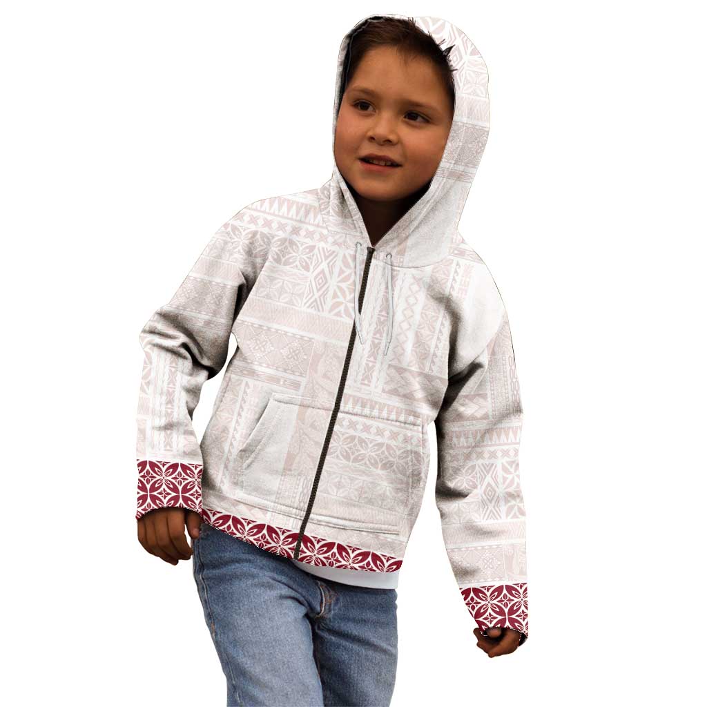 Samoa Siapo Red Trimmed Kid Hoodie Samoa White Sunday - Polynesian Pride