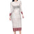 Samoa Siapo Red Trimmed Long Sleeve Bodycon Dress Samoa White Sunday - Polynesian Pride