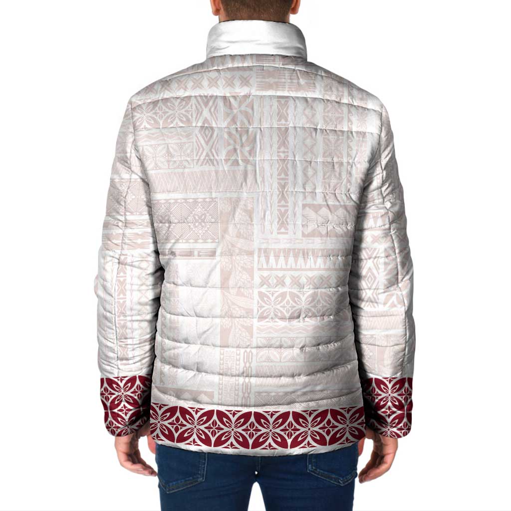Samoa Siapo Red Trimmed Padded Jacket Samoa White Sunday - Polynesian Pride
