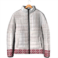 Samoa Siapo Red Trimmed Padded Jacket Samoa White Sunday - Polynesian Pride