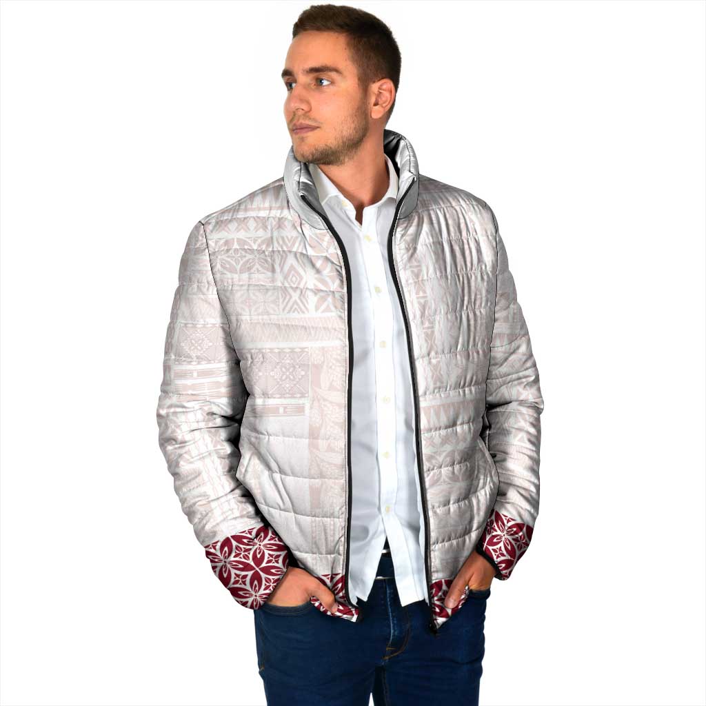 Samoa Siapo Red Trimmed Padded Jacket Samoa White Sunday - Polynesian Pride