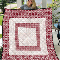 Samoa Siapo Red Trimmed Quilt Samoa White Sunday - Polynesian Pride