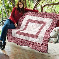 Samoa Siapo Red Trimmed Quilt Samoa White Sunday - Polynesian Pride