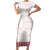 Samoa Siapo Red Trimmed Short Sleeve Bodycon Dress Samoa White Sunday - Polynesian Pride