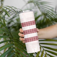 Samoa Siapo Red Trimmed Skinny Tumbler Samoa White Sunday - Polynesian Pride