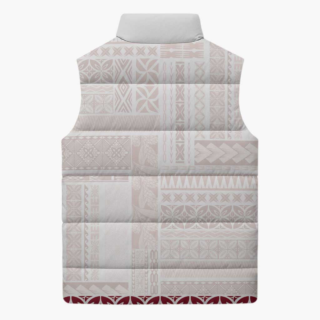 Samoa Siapo Red Trimmed Sleeveless Puffer Jacket Samoa White Sunday - Polynesian Pride
