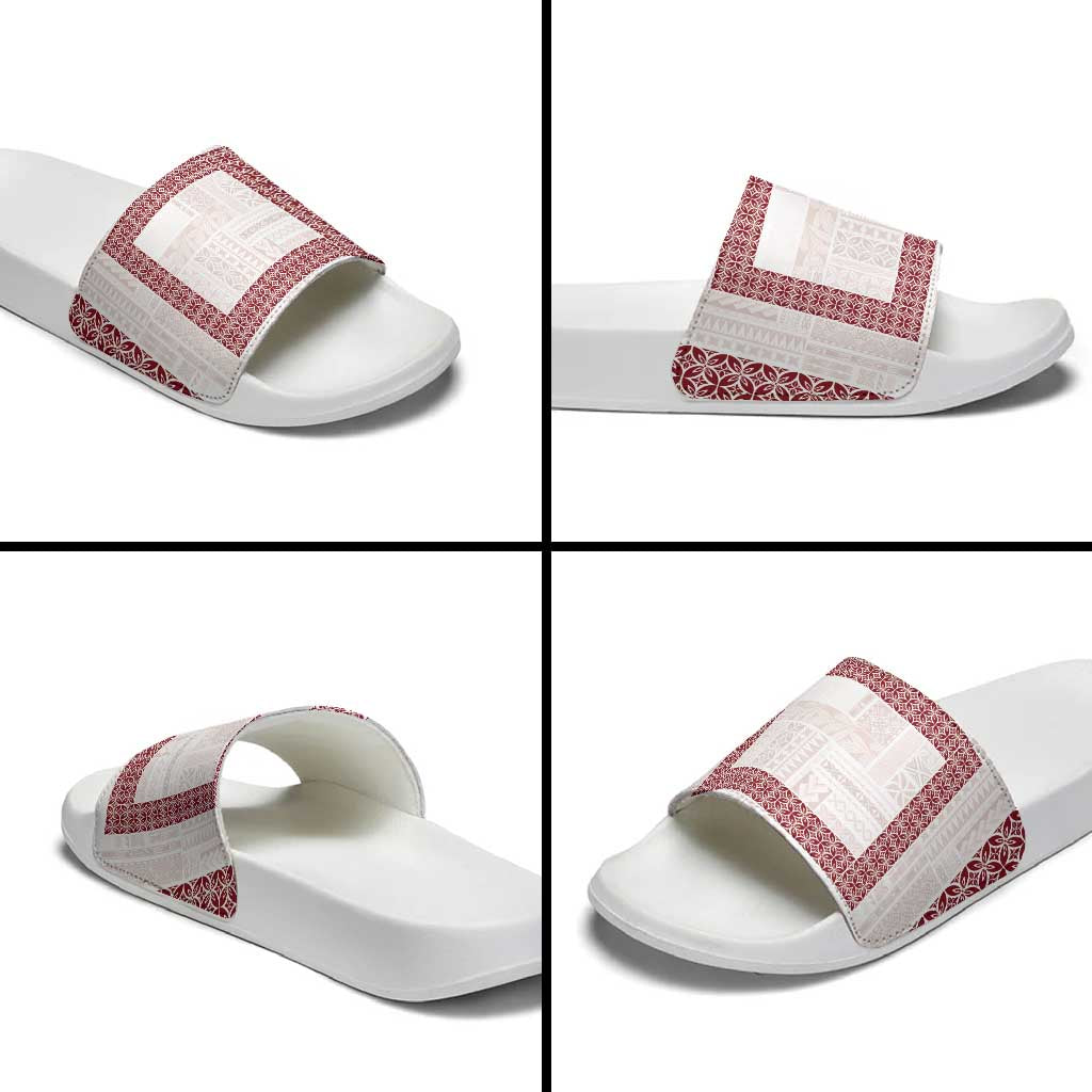 Samoa Siapo Red Trimmed Slide Sandals Samoa White Sunday - Polynesian Pride