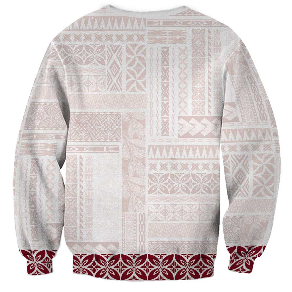 Samoa Siapo Red Trimmed Sweatshirt Samoa White Sunday - Polynesian Pride