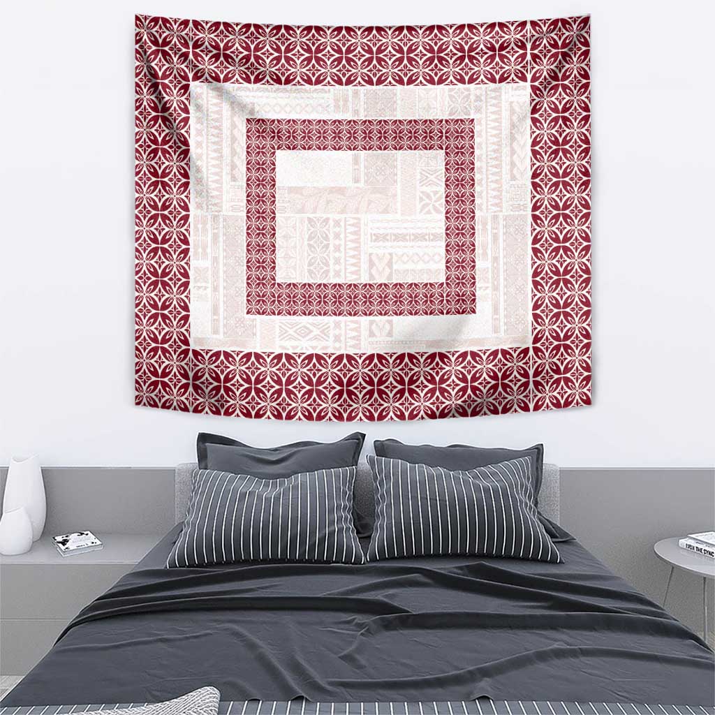 Samoa Siapo Red Trimmed Tapestry Samoa White Sunday - Polynesian Pride