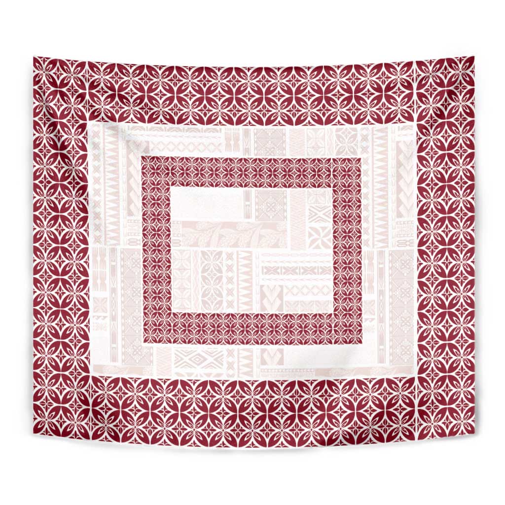 Samoa Siapo Red Trimmed Tapestry Samoa White Sunday - Polynesian Pride