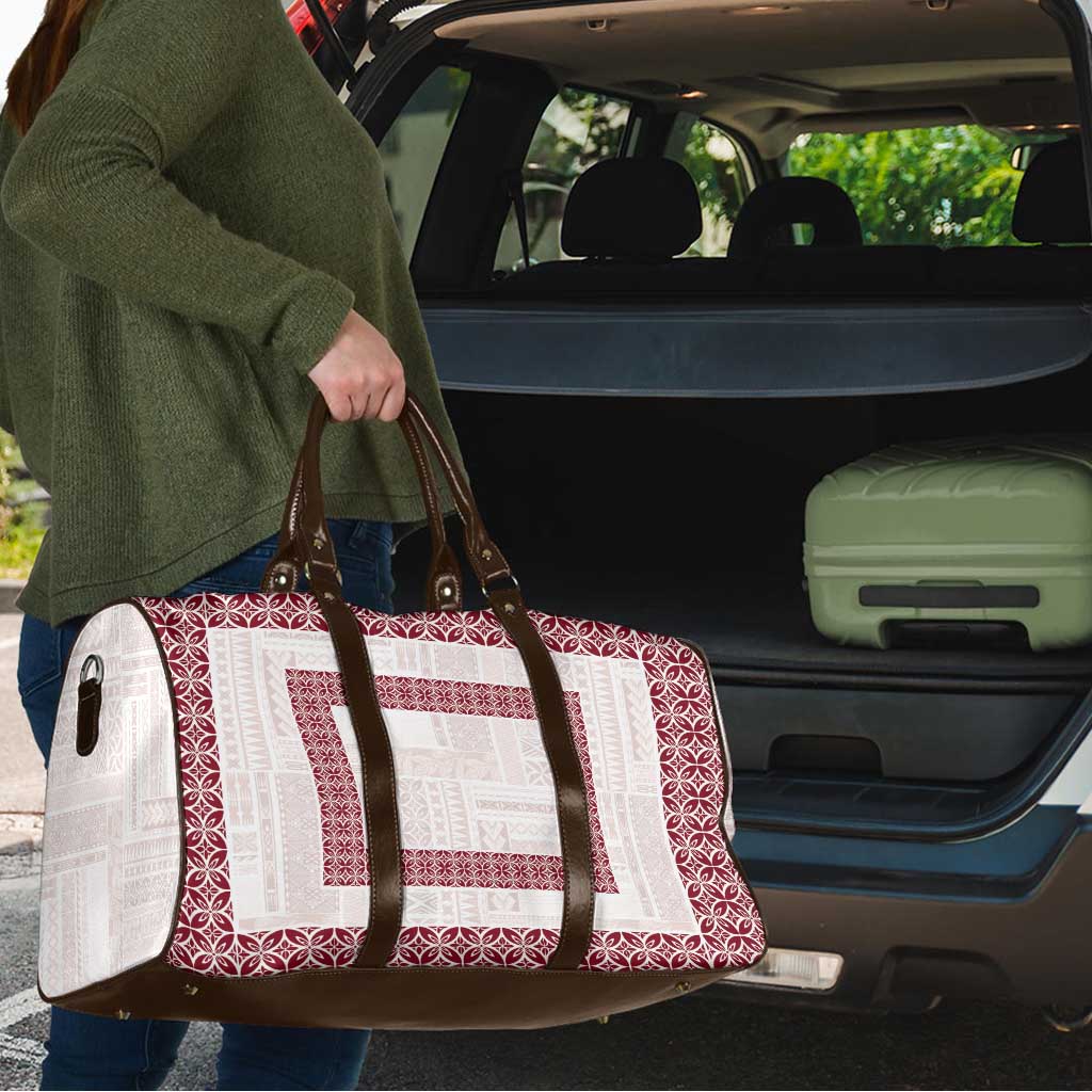 Samoa Siapo Red Trimmed Travel Bag Samoa White Sunday - Polynesian Pride