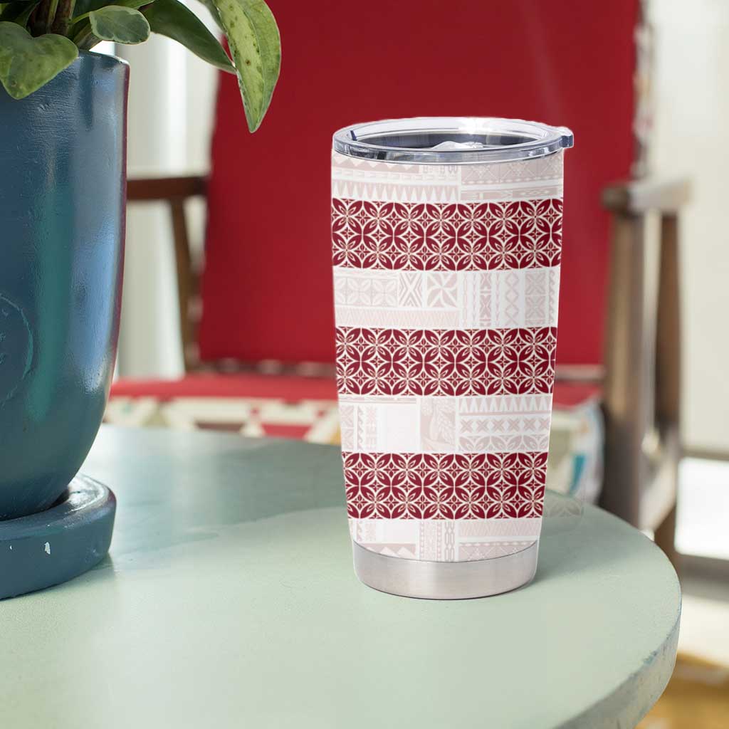 Samoa Siapo Red Trimmed Tumbler Cup Samoa White Sunday - Polynesian Pride