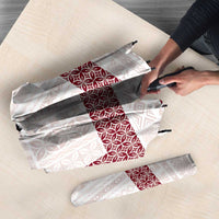 Samoa Siapo Red Trimmed Umbrella Samoa White Sunday - Polynesian Pride