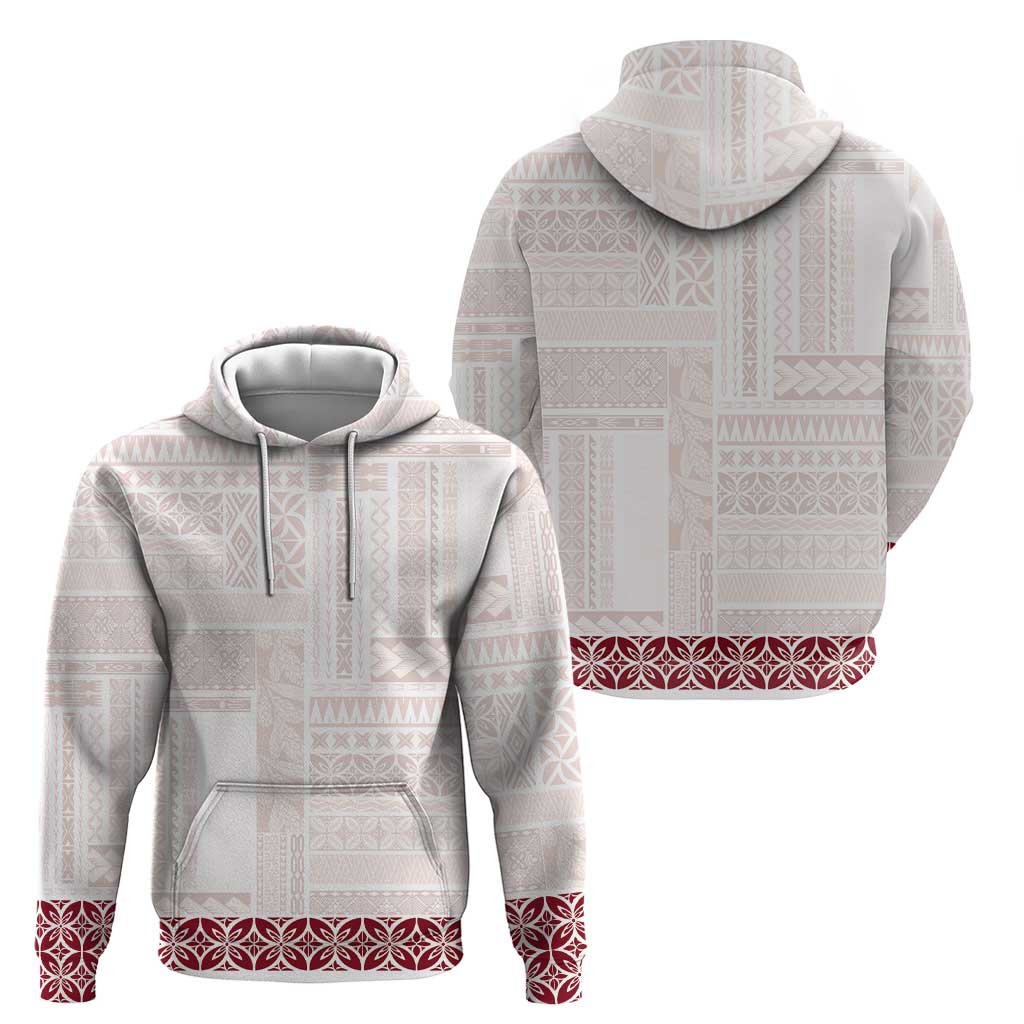 Samoa Siapo Red Trimmed Zip Hoodie Samoa White Sunday - Polynesian Pride