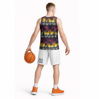 Hawaii Hibiscus Palm Tree Sunset Basketball Jersey Tropical Style - Polynesian Pride