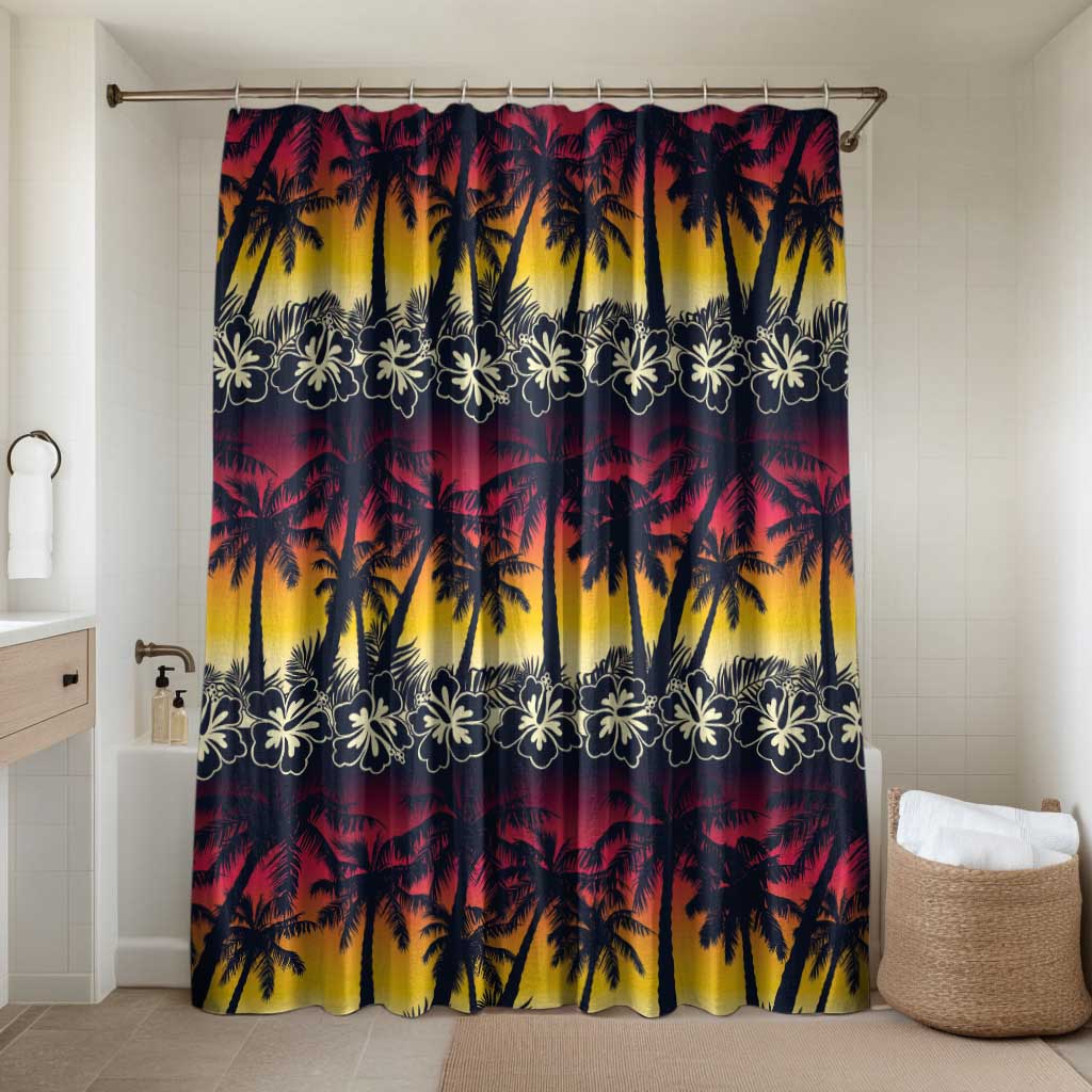 Hawaii Hibiscus Palm Tree Sunset Bathroom Set Tropical Style - Polynesian Pride