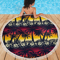 Hawaii Hibiscus Palm Tree Sunset Beach Blanket Tropical Style - Polynesian Pride