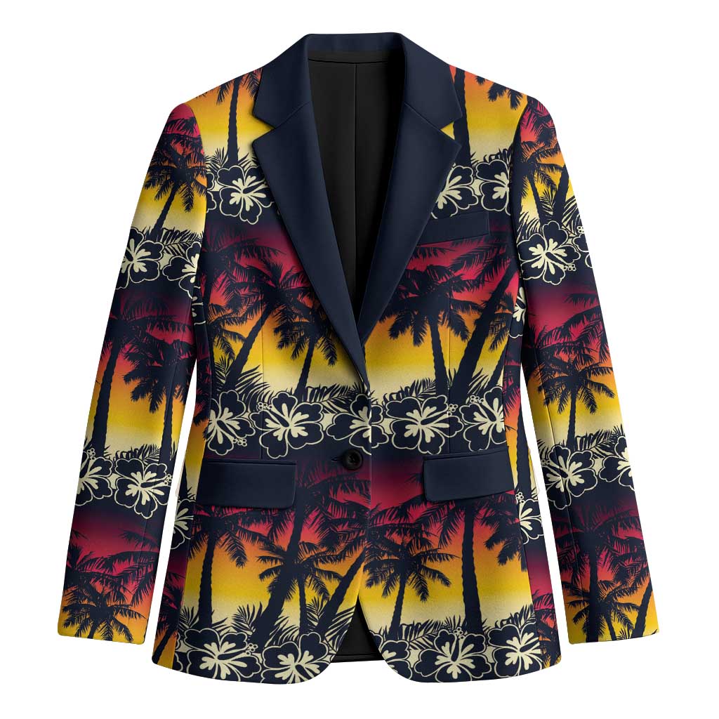 Hawaii Hibiscus Palm Tree Sunset Blazer Tropical Style - Polynesian Pride