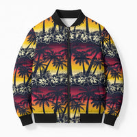 Hawaii Hibiscus Palm Tree Sunset Bomber Puffer Jacket Tropical Style - Polynesian Pride