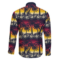 Hawaii Hibiscus Palm Tree Sunset Family Matching Long Sleeve Bodycon Dress and Hawaiian Shirt Tropical Style - Polynesian Pride
