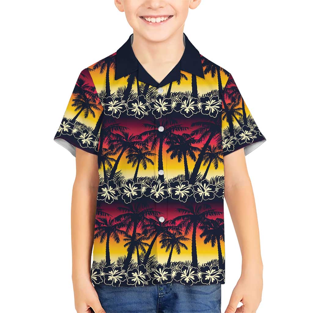 Hawaii Hibiscus Palm Tree Sunset Hawaiian Shirt Tropical Style - Polynesian Pride