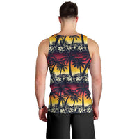 Hawaii Hibiscus Palm Tree Sunset Men Tank Top Tropical Style - Polynesian Pride