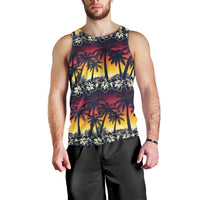 Hawaii Hibiscus Palm Tree Sunset Men Tank Top Tropical Style - Polynesian Pride
