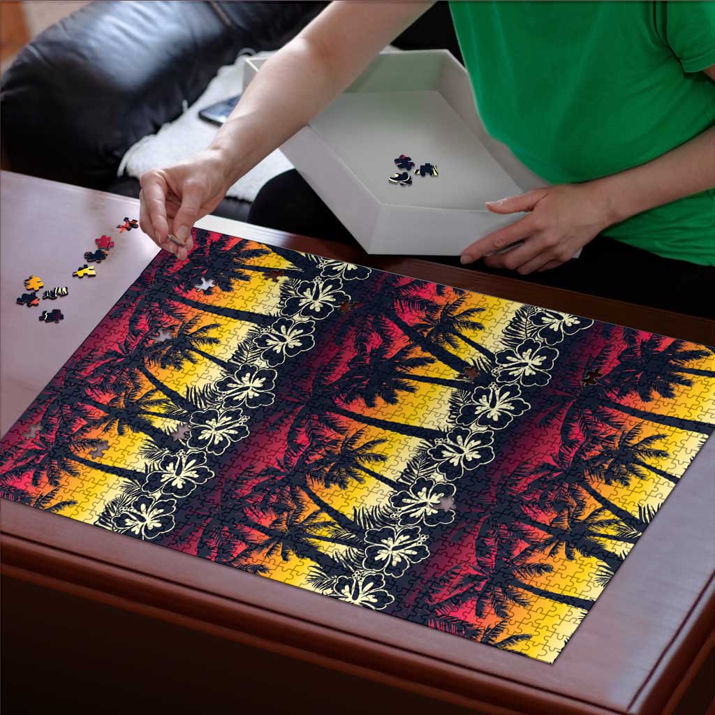 Hawaii Hibiscus Palm Tree Sunset Puzzle Tropical Style - Polynesian Pride