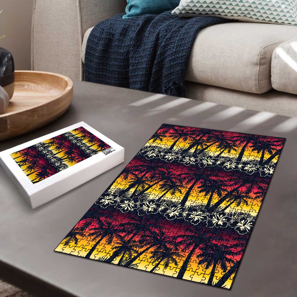 Hawaii Hibiscus Palm Tree Sunset Puzzle Tropical Style - Polynesian Pride