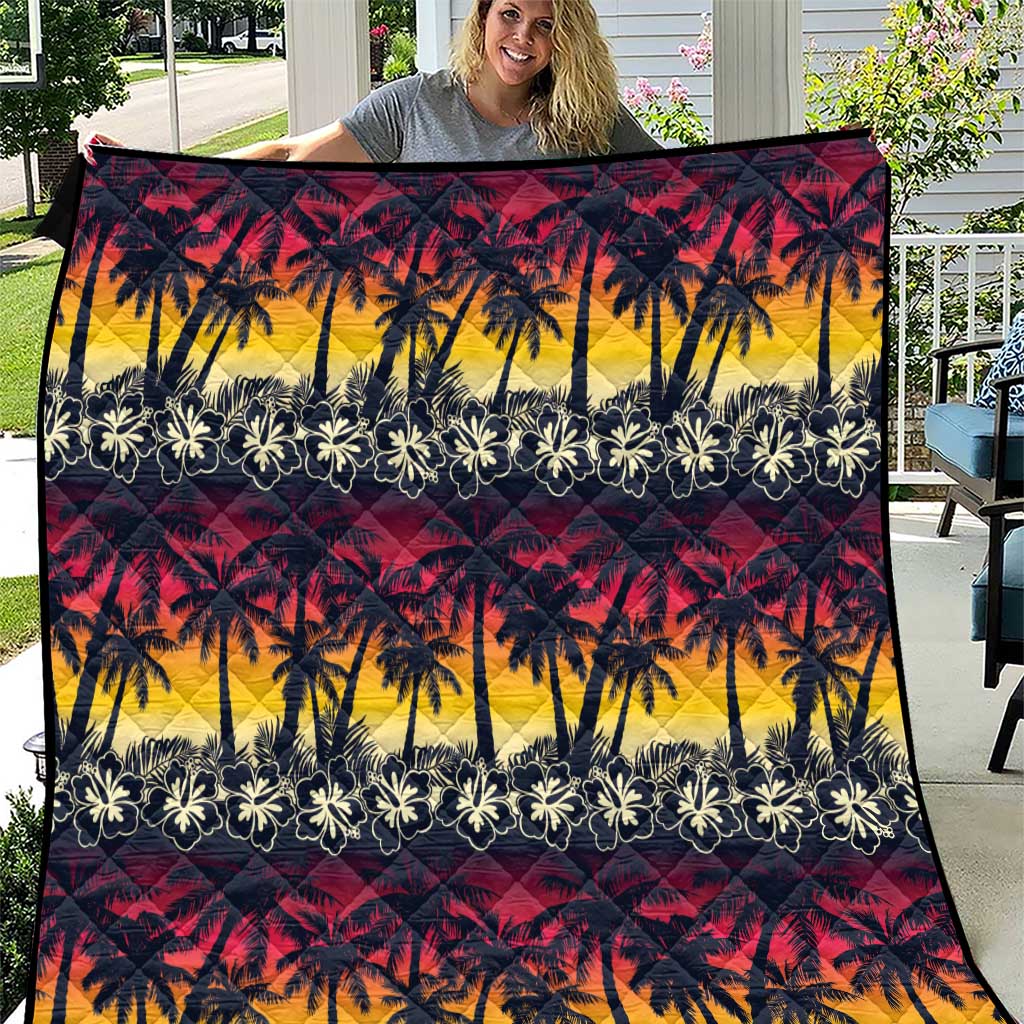 Hawaii Hibiscus Palm Tree Sunset Quilt Tropical Style - Polynesian Pride