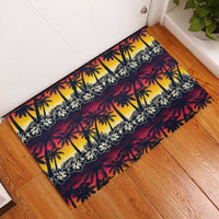 Hawaii Hibiscus Palm Tree Sunset Rubber Doormat Tropical Style - Polynesian Pride