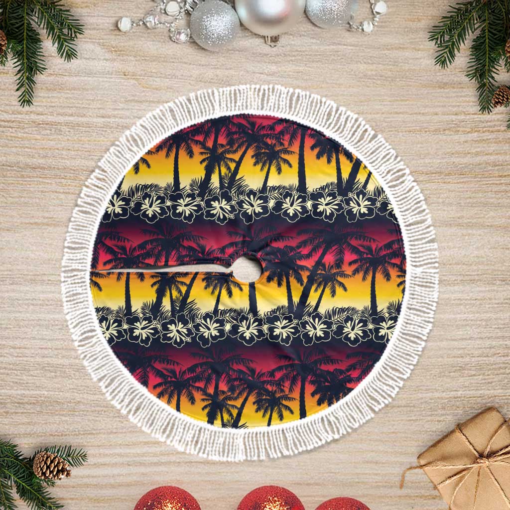 Hawaii Hibiscus Palm Tree Sunset Tree Skirt Tropical Style - Polynesian Pride