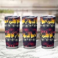Hawaii Hibiscus Palm Tree Sunset Tumbler Cup Tropical Style - Polynesian Pride