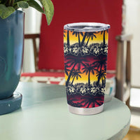 Hawaii Hibiscus Palm Tree Sunset Tumbler Cup Tropical Style - Polynesian Pride