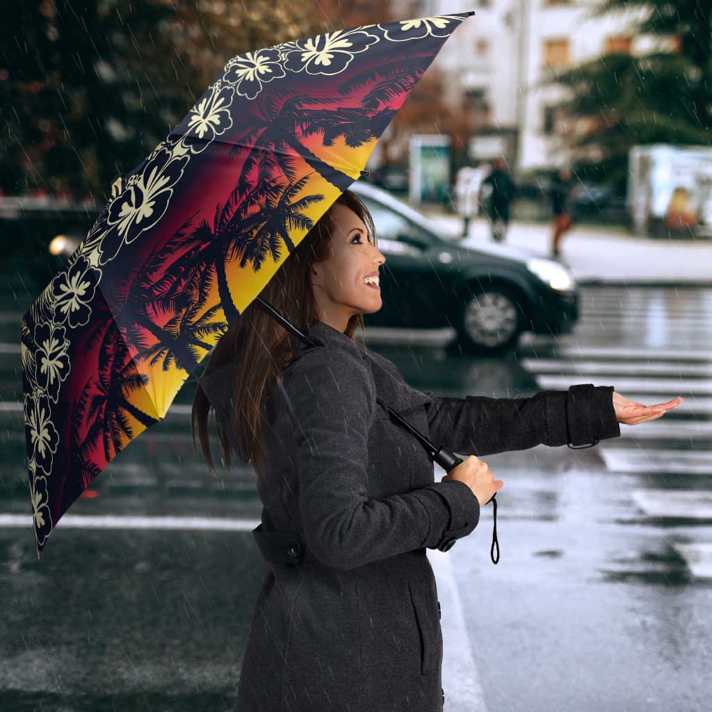 Hawaii Hibiscus Palm Tree Sunset Umbrella Tropical Style - Polynesian Pride