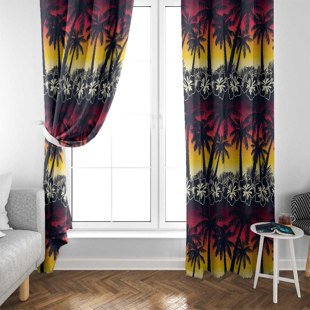 Hawaii Hibiscus Palm Tree Sunset Window Curtain Tropical Style - Polynesian Pride