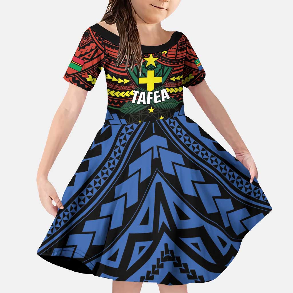 Personalised Vanuatu Tafea Province Family Matching Short Sleeve Bodycon Dress and Hawaiian Shirt Unique Tropical Tribal Pattern LT01 Daughter's Dress Colorful - Polynesian Pride