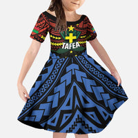 Personalised Vanuatu Tafea Province Family Matching Short Sleeve Bodycon Dress and Hawaiian Shirt Unique Tropical Tribal Pattern LT01 Daughter's Dress Colorful - Polynesian Pride