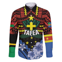 Personalised Vanuatu Tafea Province Family Matching Short Sleeve Bodycon Dress and Hawaiian Shirt Unique Tropical Tribal Pattern LT01 Dad's Shirt - Long Sleeve Colorful - Polynesian Pride